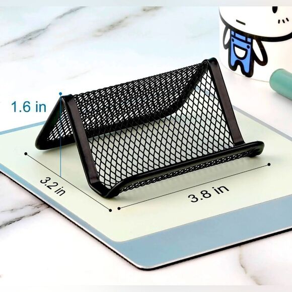 Elegant Black Mesh Wire Business Card Holder l Home - Office l NIB - Picture 4 of 8